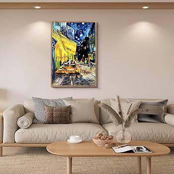 飾り絵　パーティーお家カフェバー風　アートポスター Amazon.co.jp: 阪画屋 ゴッホ 「夜のカフェテラス」風 アート